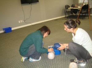 Airway management and artificial respiration in CPR course