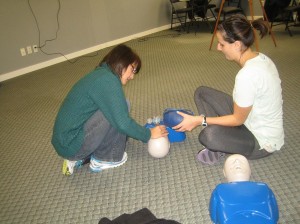 Two person rescue CPR in a first aid and CPR course